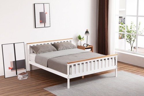 Modern white wooden bed - modern,