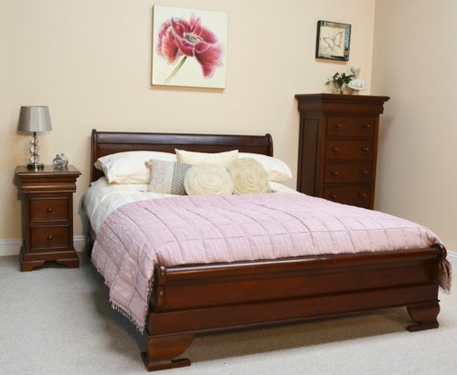 Mahogany sleigh bed frame - bed,