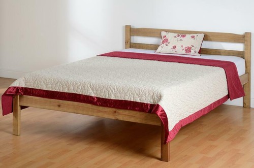 Waxed pine wooden bed - pine,
