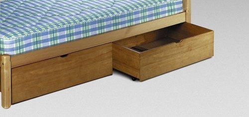 Underbed drawers waxed wood - 2, drawers,waxed