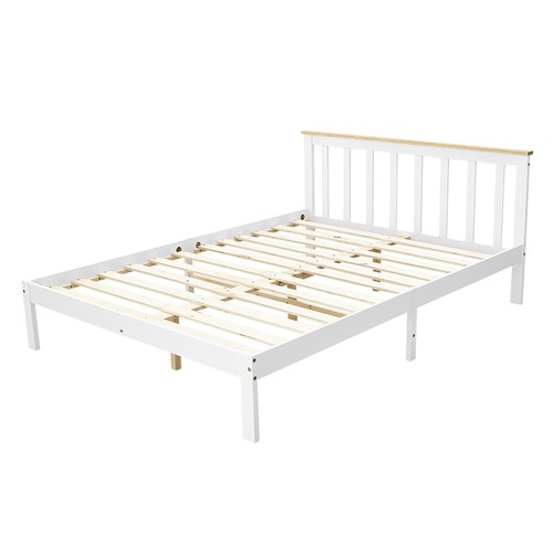 Panana white wood double - white/wood, bed