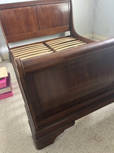 Dark wood wooden sleigh bed - wooden,