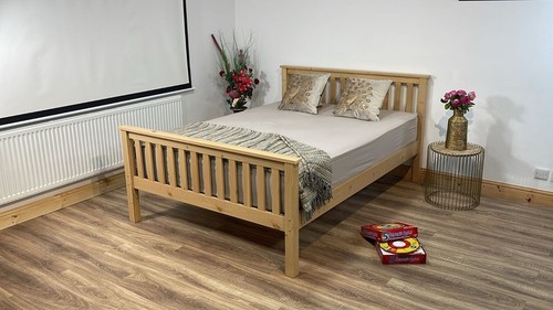 Small double wood bed - bed, frame