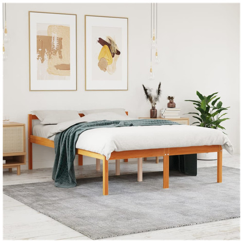 Wooden bed frame brown solid - frame,