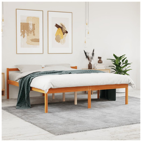 Bed frame brown solid pine - frame,